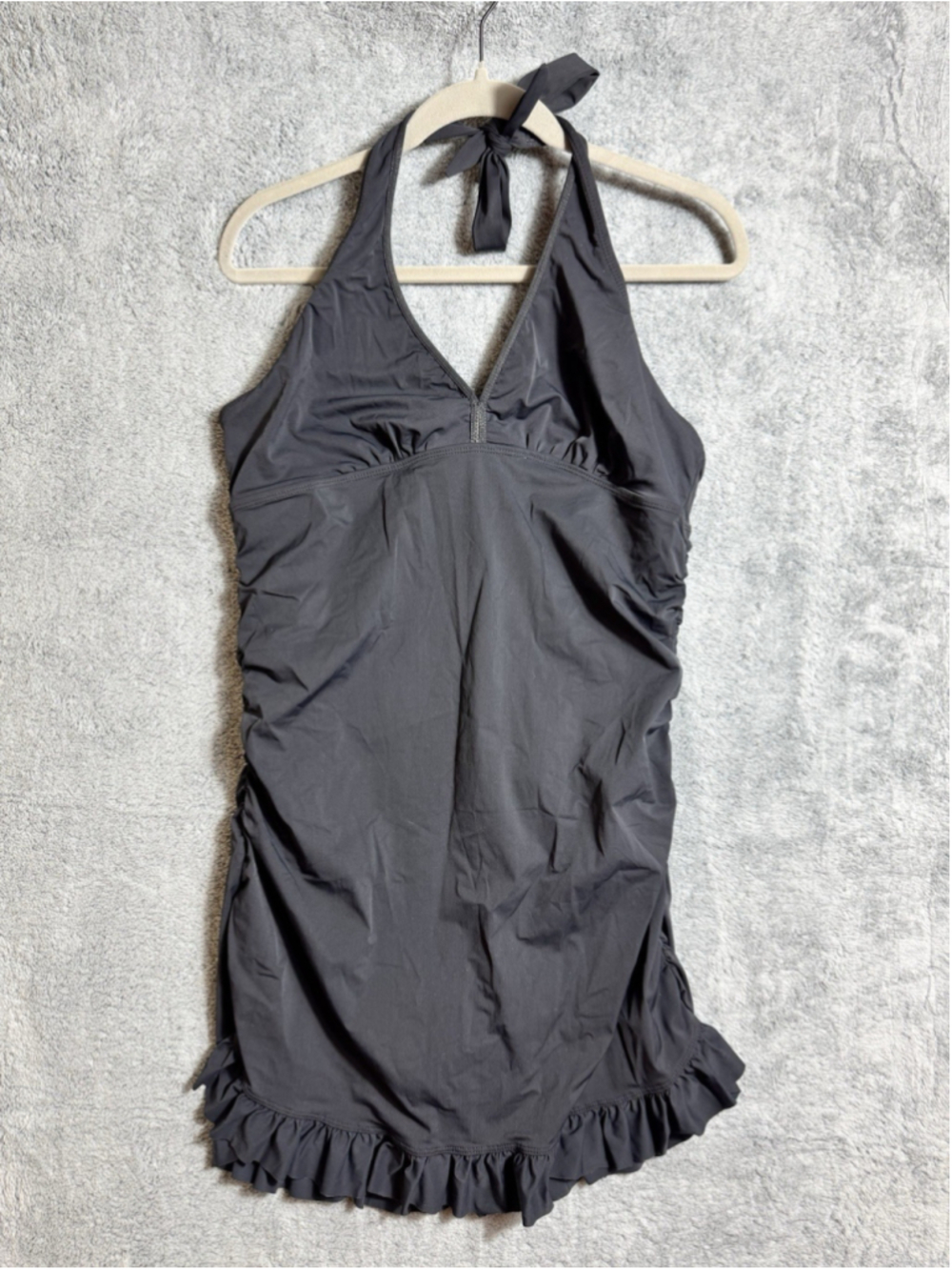 Love Your Assets Sara Blakely Black Spanx One Piece Halter Swimsuit Dress XL